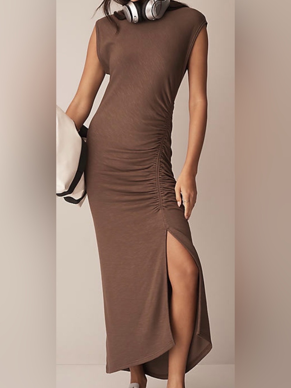 Daily Practice Anthropologie Mock Neck Ruched Midi Dress Size M
